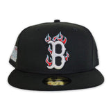 Black Boston Red Sox Flame Pattern Icy Blue Bottom 2004 World Series Side Patch New Era 59Fifty Fitted