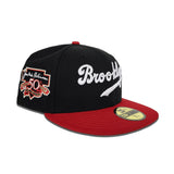 Black Brooklyn Dodger Red Visor Gray Bottom Jackie Robinson 50th Anniversary Side Patch New Era 59Fifty Fitted