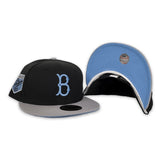 Black Brooklyn Dodgers Gray Visor Icy Blue Bottom 1955 World Champion New Era 59Fifty Fitted