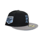 Black Brooklyn Dodgers Gray Visor Icy Blue Bottom 1955 World Champion New Era 59Fifty Fitted