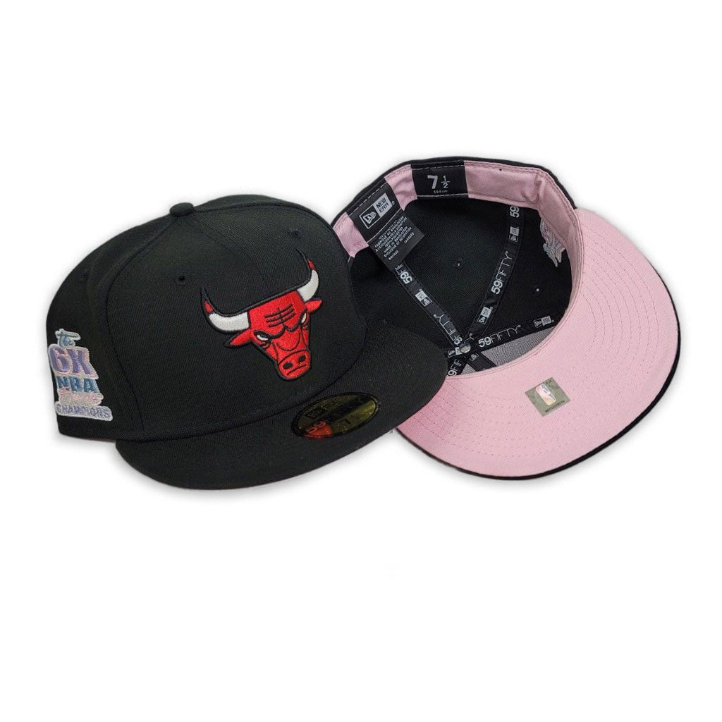 Black Chicago Bulls Pink Bottom The 6X NBA Finals Champions Side patch New Era 59Fifty Pop Sweat Fitted