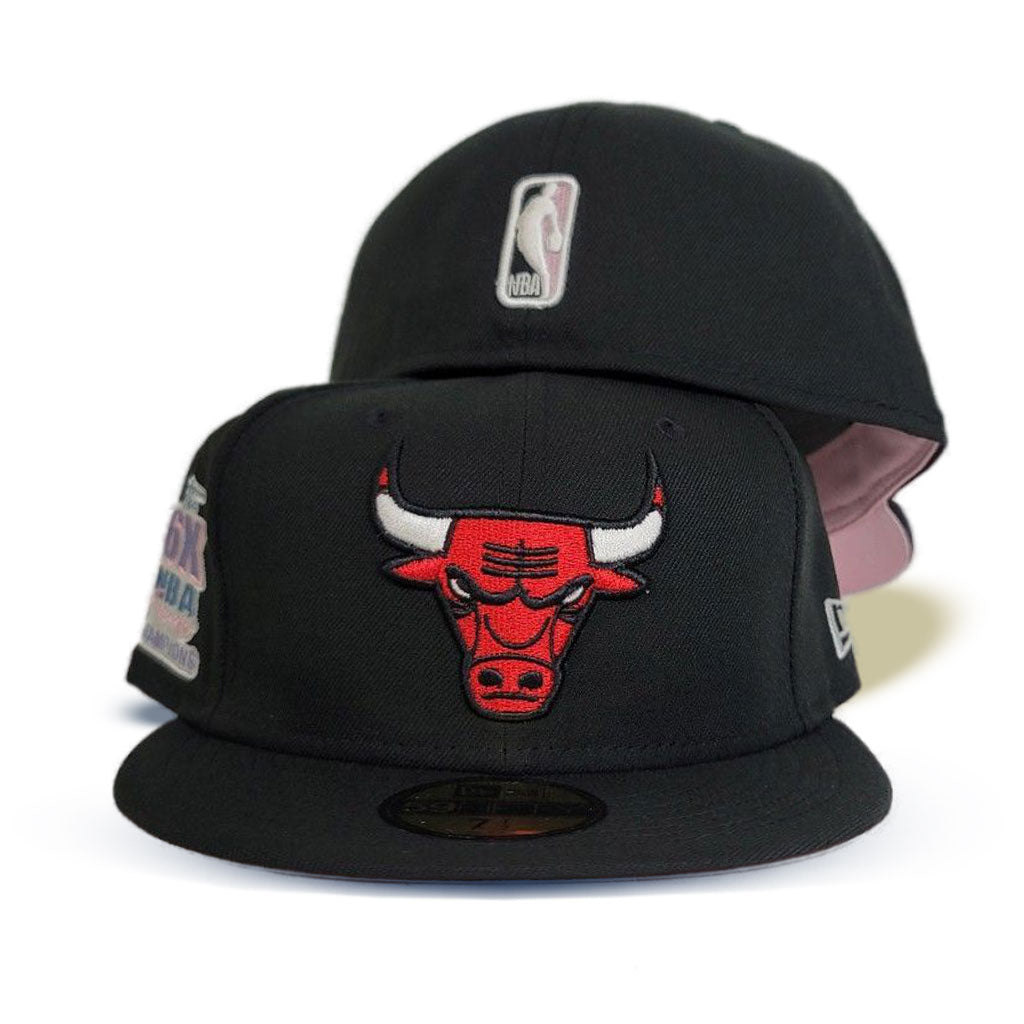 Black Chicago Bulls Pink Bottom The 6X NBA Finals Champions Side patch New Era 59Fifty Pop Sweat Fitted