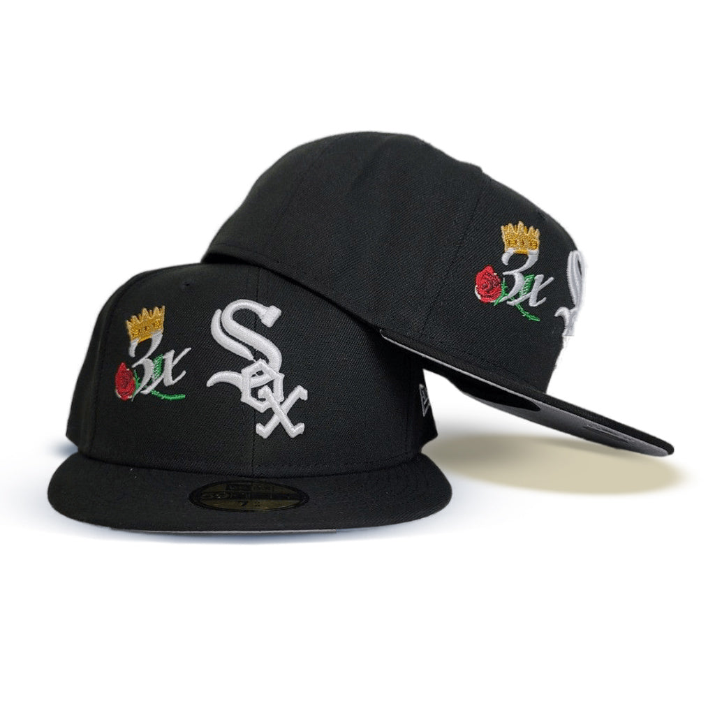 Black Chicago White Sox 3X World Series Champions Crown New Era 59FIFTY Fitted 71/4