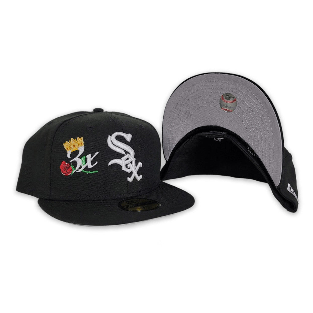 Chicago White Sox Hat Cap Fitted Mens 7 1/4 New Era Black MLB