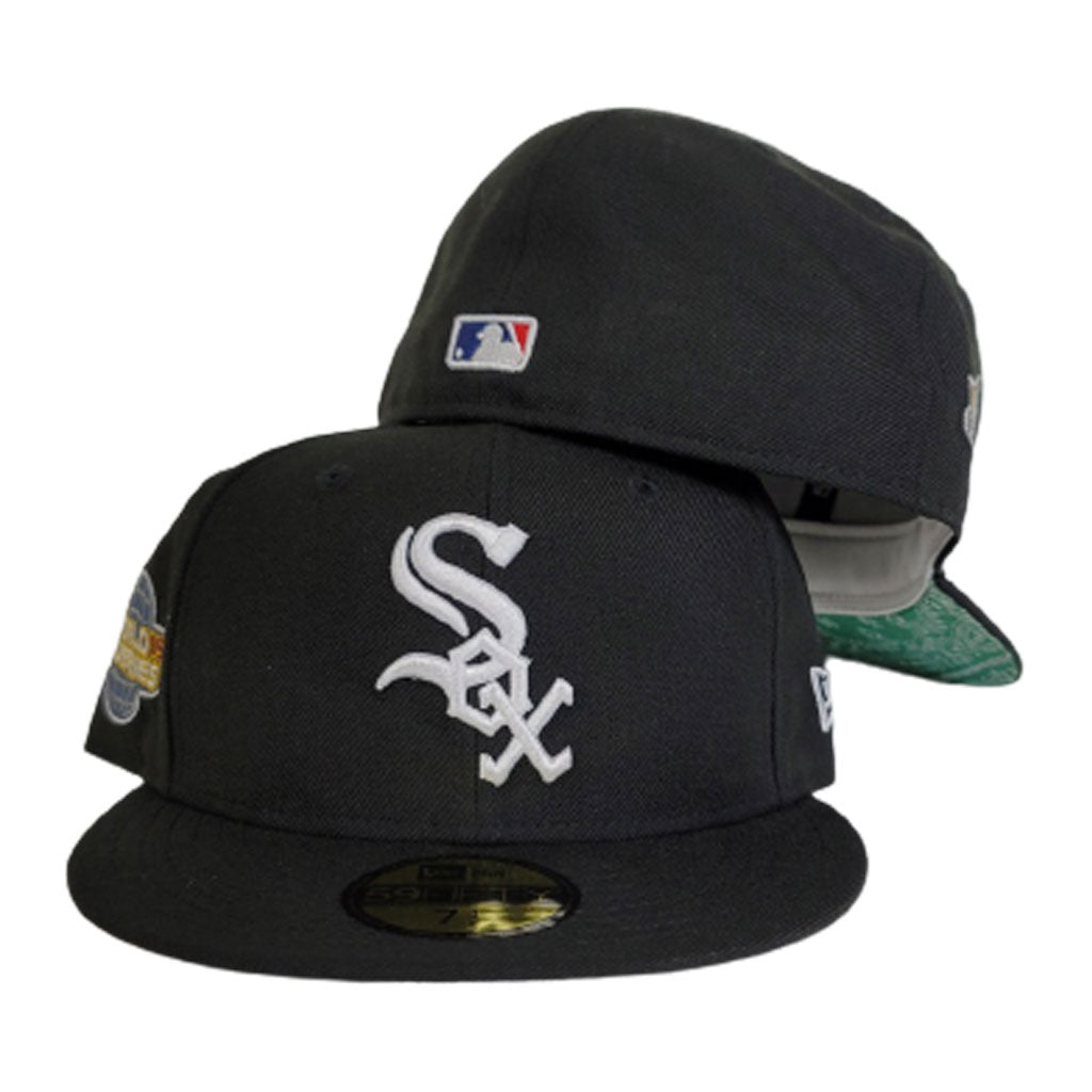 Black Chicago White Sox Green Paisley Bottom 2005 World Series Side Patch New Era 59Fifty Fitted