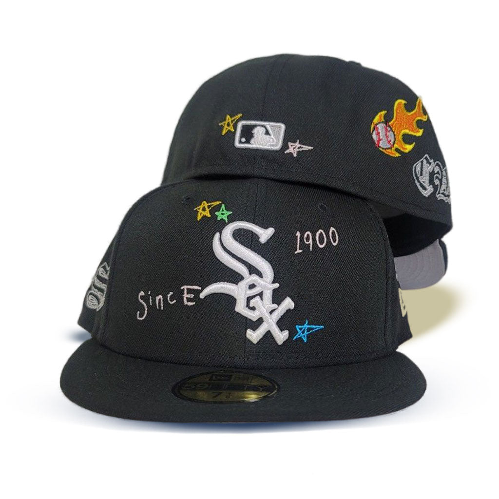 Chicago White Sox ALL-OVER SCRIBBLE Black Fitted Hat