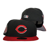 Black Cincinnati Reds New Era 150th Anniversary side Patch 59Fifty Fitted