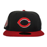 Black Cincinnati Reds New Era 150th Anniversary side Patch 59Fifty Fitted