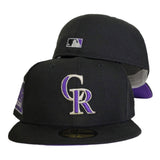 Black Colorado Rockies Purple Bottom 25th Anniversary Side Patch New Era 59Fifty Fitted