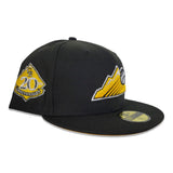 Black Colorado Rockies Yellow Bottom 20th Anniversary Side Patch New Era 59Fifty Fitted