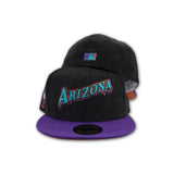 Black Corduroy Arizona Diamondbacks Purple Visor Rust Bottom 1998 Inaugural Season Side Patch New Era 59Fifty Fitted