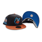 Black Corduroy Baltimore Orioles Rust Visor Cardinal Blue Bottom 50th Anniversary Side Patch New Era 59Fifty Fitted