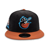 Black Corduroy Baltimore Orioles Rust Visor Cardinal Blue Bottom 50th Anniversary Side Patch New Era 59Fifty Fitted