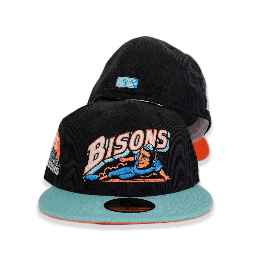 Dark Green Birmingham Barons Black Corduroy Visor Icy Blue Bottom 20 Years Side Patch New Era 59FIFTY Fitted 7 1/4