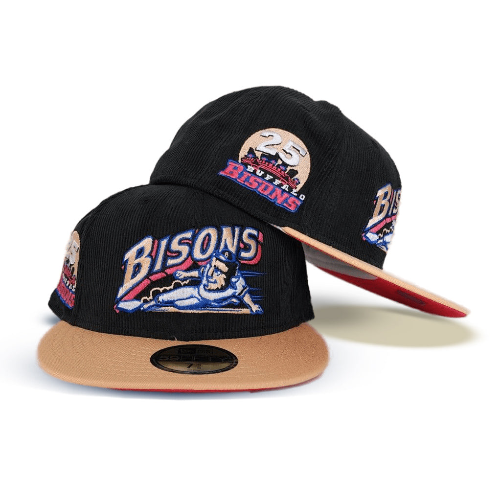 Black Corduroy Buffalo Bisons Blush Visor Lava Bottom 25th Years Side Patch New Era 59Fifty Fitted