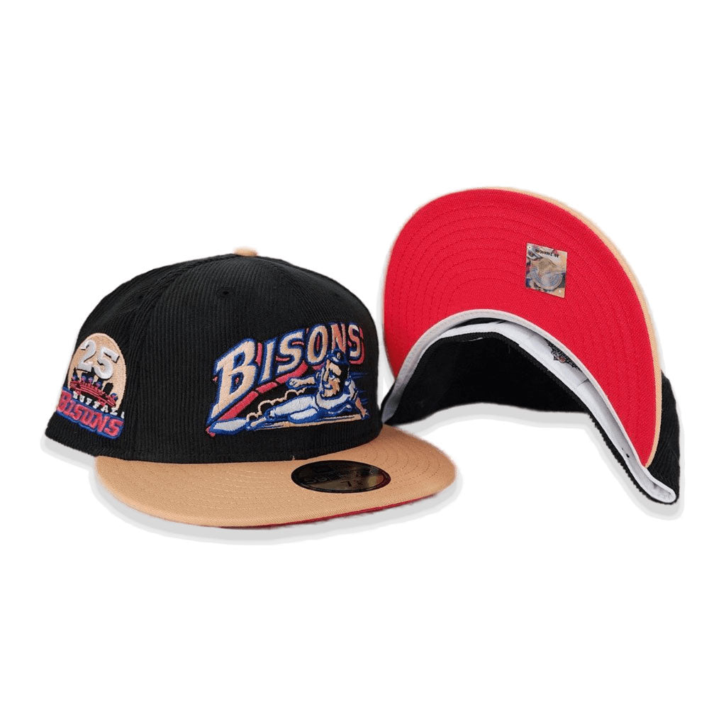 Black Corduroy Buffalo Bisons Blush Visor Lava Bottom 25th Years Side Patch New Era 59Fifty Fitted