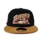Black Corduroy Buffalo Bisons Panama Tan Visor Burgundy Bottom Buffalo Bison Side Patch New Era 59Fifty Fitted