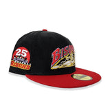 Black Corduroy Buffalo Bisons Red Visor Lavender Bottom 25th Years Side Patch New Era 59Fifty Fitted