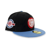Black Corduroy Chicago Icy Blue Visor PeachBottom A Century Wrigley Field Side Patch New Era 59Fifty Fitted