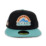 Black Corduroy Glow In the Dark Colorado Rockies Mint Green Visor Rust Bottom 1995 Coors Field Side Patch New Era 59Fifty Fitted