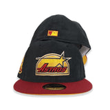 Black Corduroy Houston Astros Brick Red Visor Yellow Bottom 35th Great Years Side Patch New Era 59Fifty Fitted