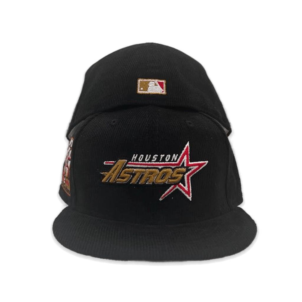 Black Corduroy Houston Astros Old Gold Bottom 35th Great Years Side Patch New Era 59FIFTY Fitted 7 3/4