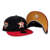 Black Corduroy Houston Astros Red Visor Yellow Bottom 2022 World Series Champions Side Patch New Era 59Fifty Fitted