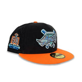 Black Corduroy Los Angeles Angels Orange Visor Sea Blue Bottom 50th Anniversary Side Patch New Era 59Fifty Fitted