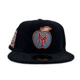 Black Corduroy New York Mets Bronze Bottom 25th Anniversary Side Patch New Era 59Fifty Fitted