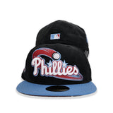Black Corduroy Philadelphia Phillies Sky Blue Visor Burgundy Bottom 1996 All Star Game Side Patch New Era 59Fifty Fitted