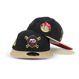 Black Corduroy Pittsburgh Pirates Vegas Gold Visor Red Bottom Pirates Flag Side Patch New Era 59Fifty Fitted