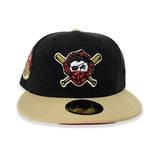 Black Corduroy Pittsburgh Pirates Vegas Gold Visor Red Bottom Pirates Flag Side Patch New Era 59Fifty Fitted