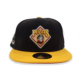 Black Corduroy Pittsburgh Pirates Yellow Visor Red Bottom Pirates Flag Side Patch New Era 59Fifty Fitted