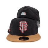Black Corduroy San Francisco Giants Toast Visor Gray Bottom 2014 World Champions Side Patch New Era 59Fifty Fitted