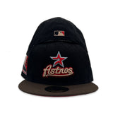 Black Corduroy Script Houston Astros Brown Visor Red Bottom 2000 Inaugural Season Side Patch New Era 59Fifty Fitted