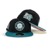 Black Corduroy Seattle Mariners Aqua Visor Pink Bottom 20th Anniversary Side Patch New Era 59Fifty Fitted
