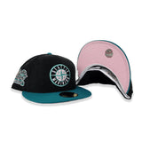 Black Corduroy Seattle Mariners Aqua Visor Pink Bottom 20th Anniversary Side Patch New Era 59Fifty Fitted