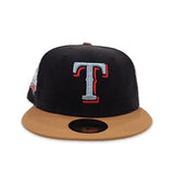 Black Corduroy Texas Rangers Toast Visor Gray Bottom 40th Anniversary Side Patch New Era 59Fifty Fitted