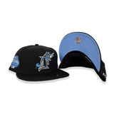Black Florida Marlins 100th Anniversary Side Patch Bloom Icy Blue Bottom 59FIFTY Fitted