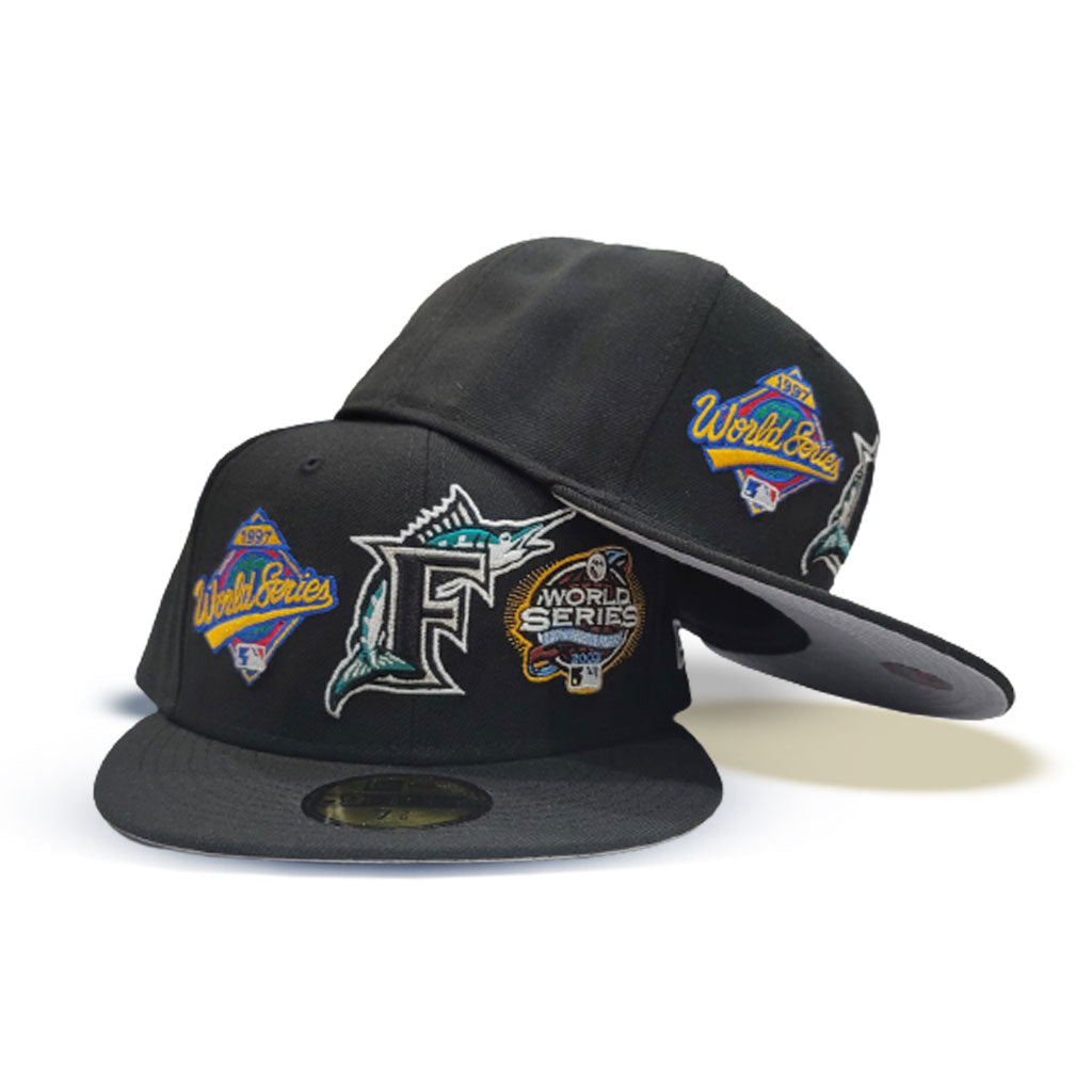 Black Florida Marlins 2X World Series Champions New Era 59Fifty