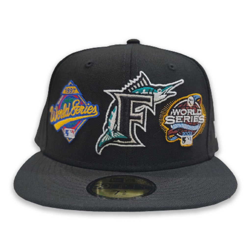 Black Florida Marlins 2X World Series Champions New Era 59Fifty Fitted