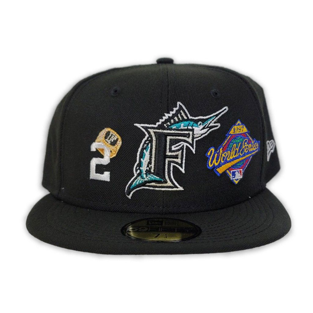Florida Marlins New Era Primary Logo 59FIFTY Fitted Hat - Navy/Gold