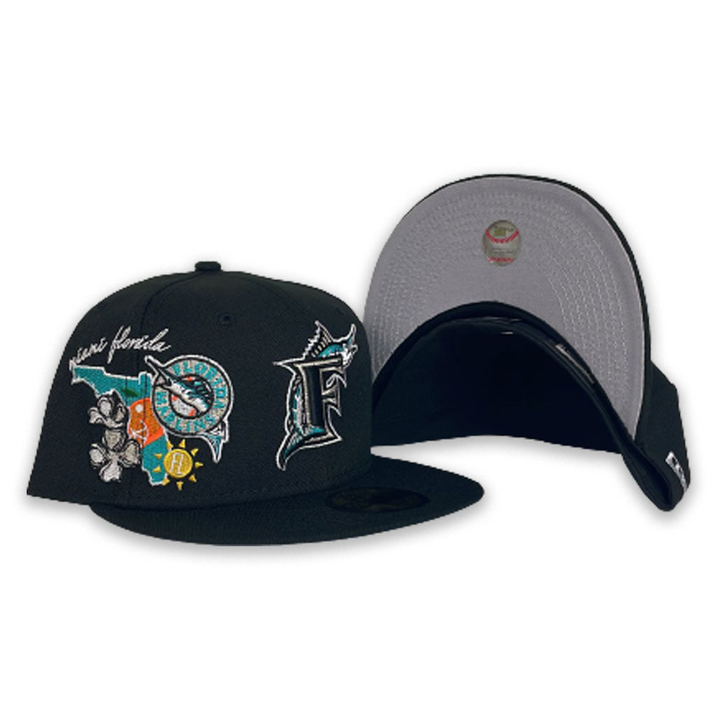 Miami Marlins BAYCIK Black-Grey Fitted Hat by New Era