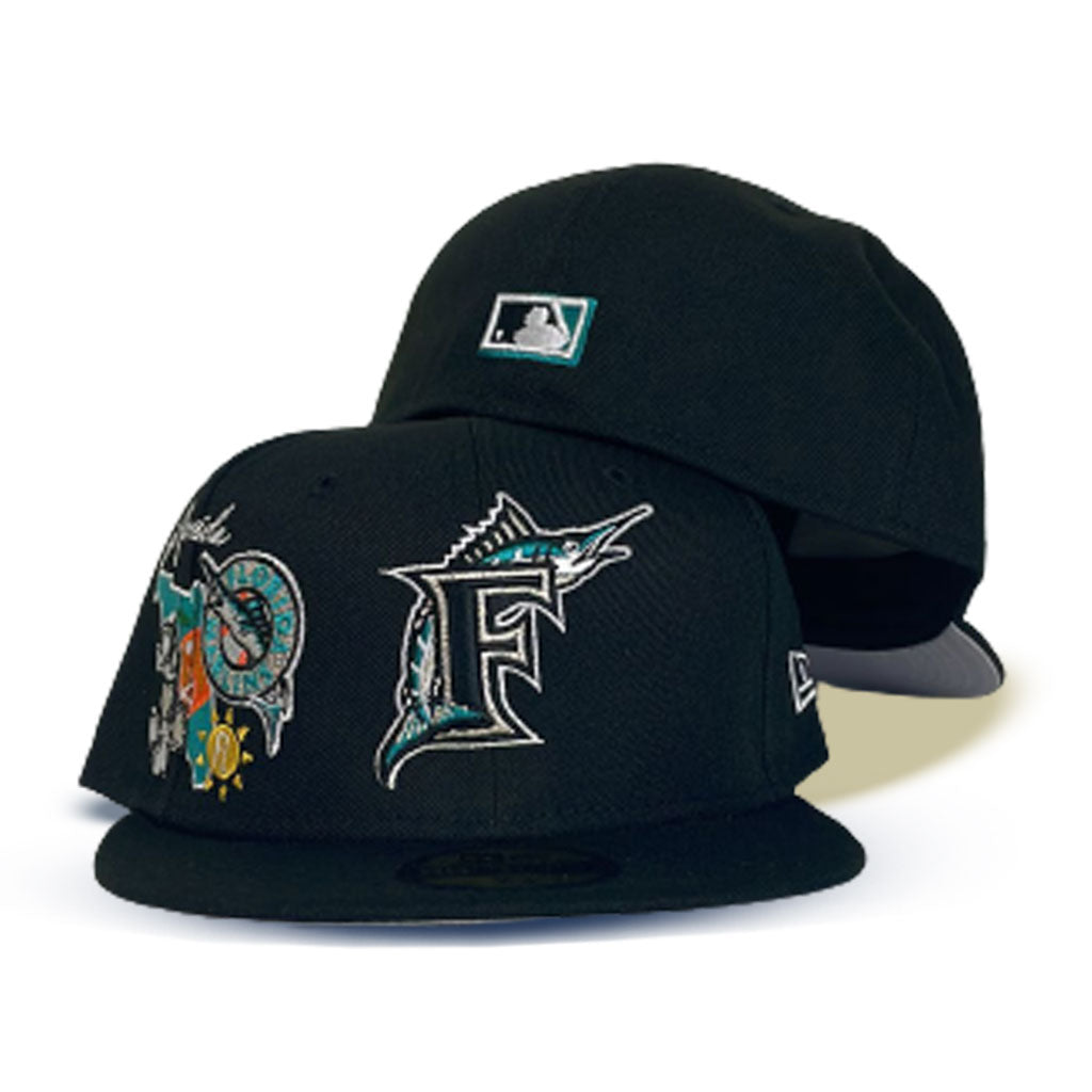 New Era Cap 59FIFTY Florida Marlins Team Shimmer Grey Under Visor 7 1/8 / Chrome Pin Stripe / 5950 Fitted