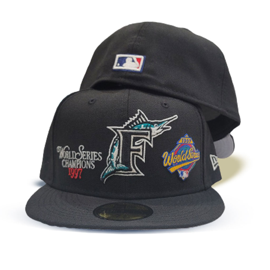 Black Florida Marlins Gray Bottom 1997 World Series Champions New Era 59FIFTY Fitted 7 3/4