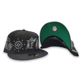 Black Florida Marlins Gray Bottom New Era Paisley Elements 59FIFTY Fitted