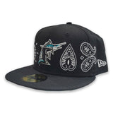 Black Florida Marlins Gray Bottom New Era Paisley Elements 59FIFTY Fitted