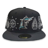 Black Florida Marlins Gray Bottom New Era Paisley Elements 59FIFTY Fitted