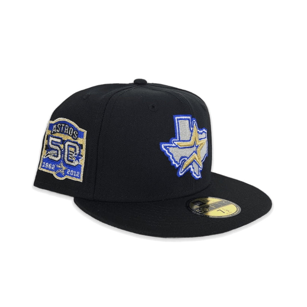 Houston Astros 50Th Anniversary 1962-2012 New Era 59Fifty Fitted Hat (Black  Vegas Gold Red Under Brim) in 2023