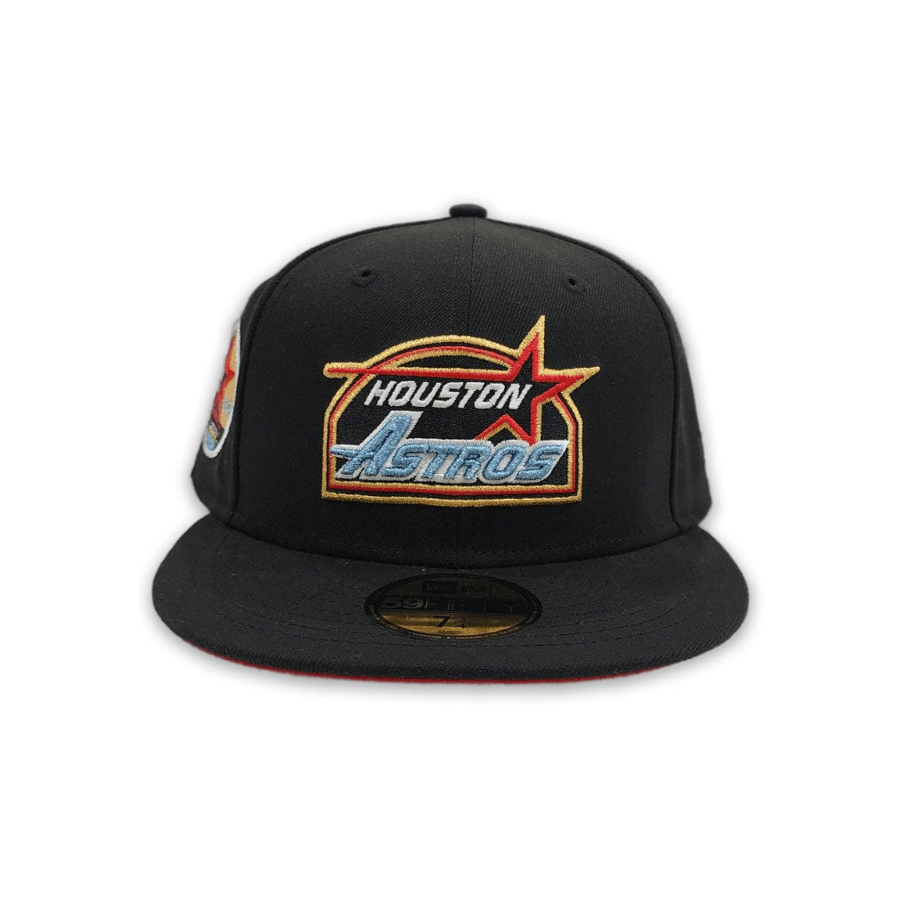 Houston Astros 35 Great Years New Era 59FIFTY Fitted Hat (Stone Black Red Under BRIM) 7 1/8